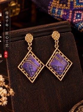 中国风,新中式，耳饰，精美织锦