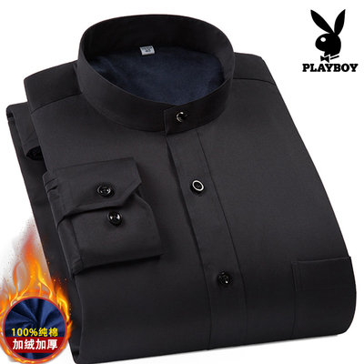 冬季衬衫花花公子中华立领