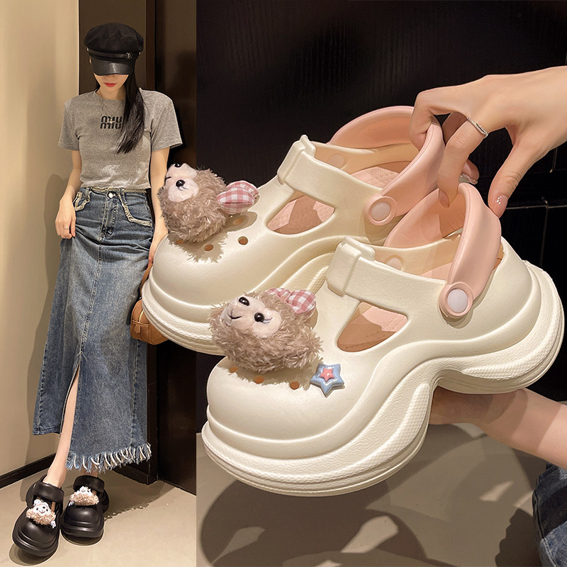 洞洞鞋女踩屎感2025新款增高透气软厚底沙滩鞋外穿轻便防滑凉拖鞋