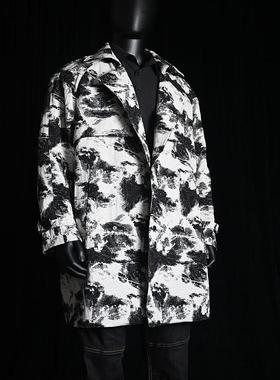 2024DADU怀森系列-公爵-黑色提花战术风衣西装款外套城市通勤