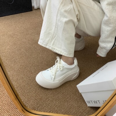 SGIRL TWTW超轻便松糕底小白鞋女2026新款大头丑萌休闲厚底面包鞋