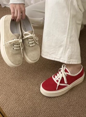 SGIRL TWTW小众复古风红色板鞋女2026新款显瘦透气系带休闲运动鞋
