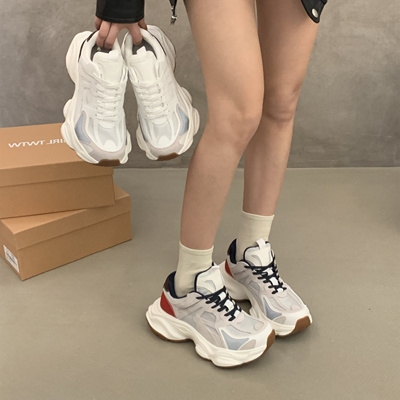 SGIRL TWTW厚底酷帅老爹鞋女小个子增高休闲鞋拼色百搭系带运动鞋