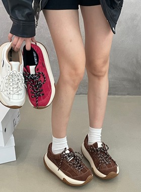 SGIRL TWTW酷帅轮胎底老爹鞋女2025新款设计感红色休闲增高运动鞋