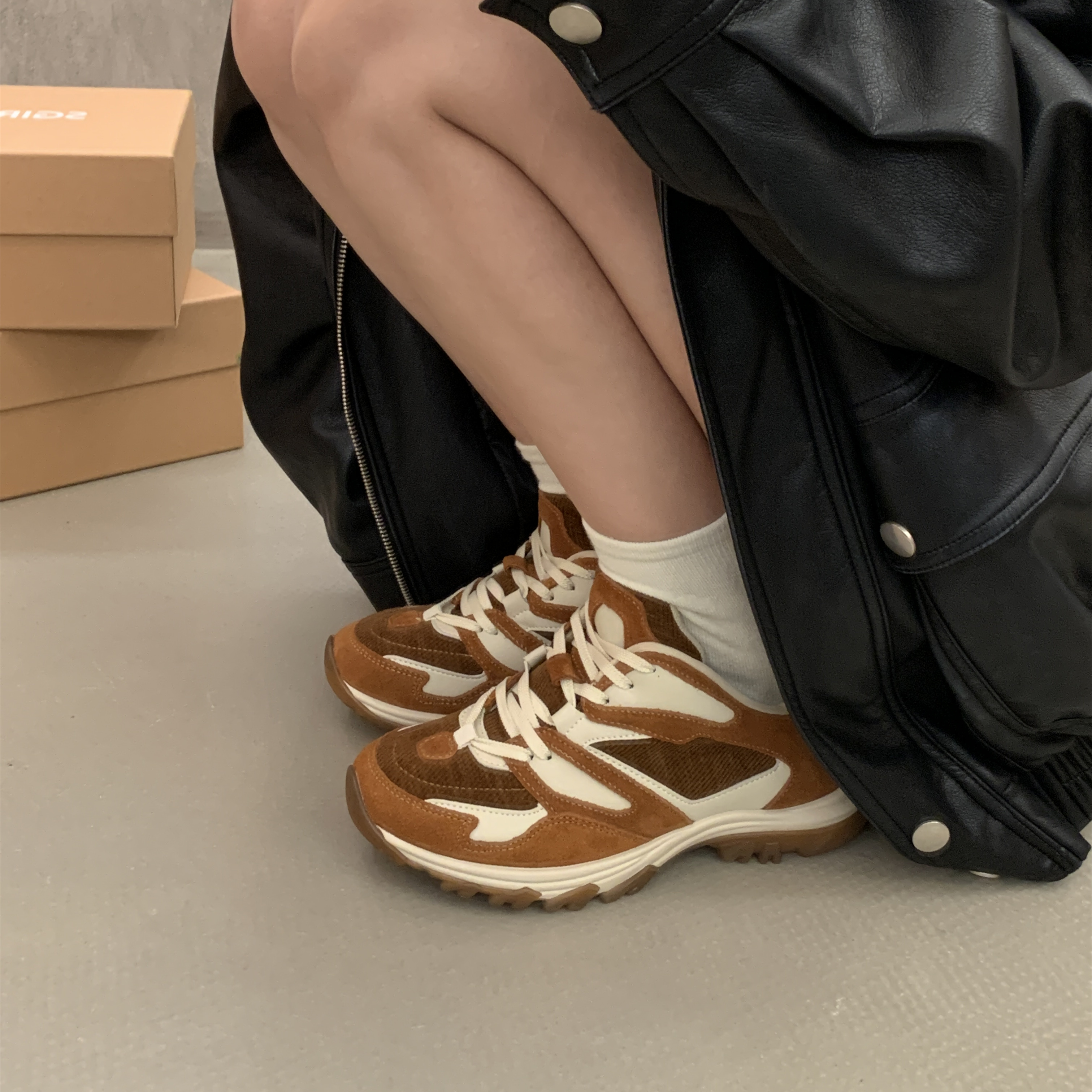 SGIRL TWTW休闲拼接系带运动鞋女软底舒适跑步鞋百搭显瘦阿甘鞋潮