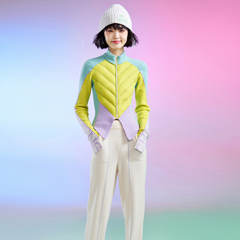 羊绒拼接鹅绒滑雪服女士外套