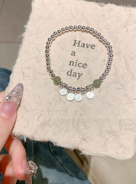 光珠平安喜乐银手链s925纯银小众