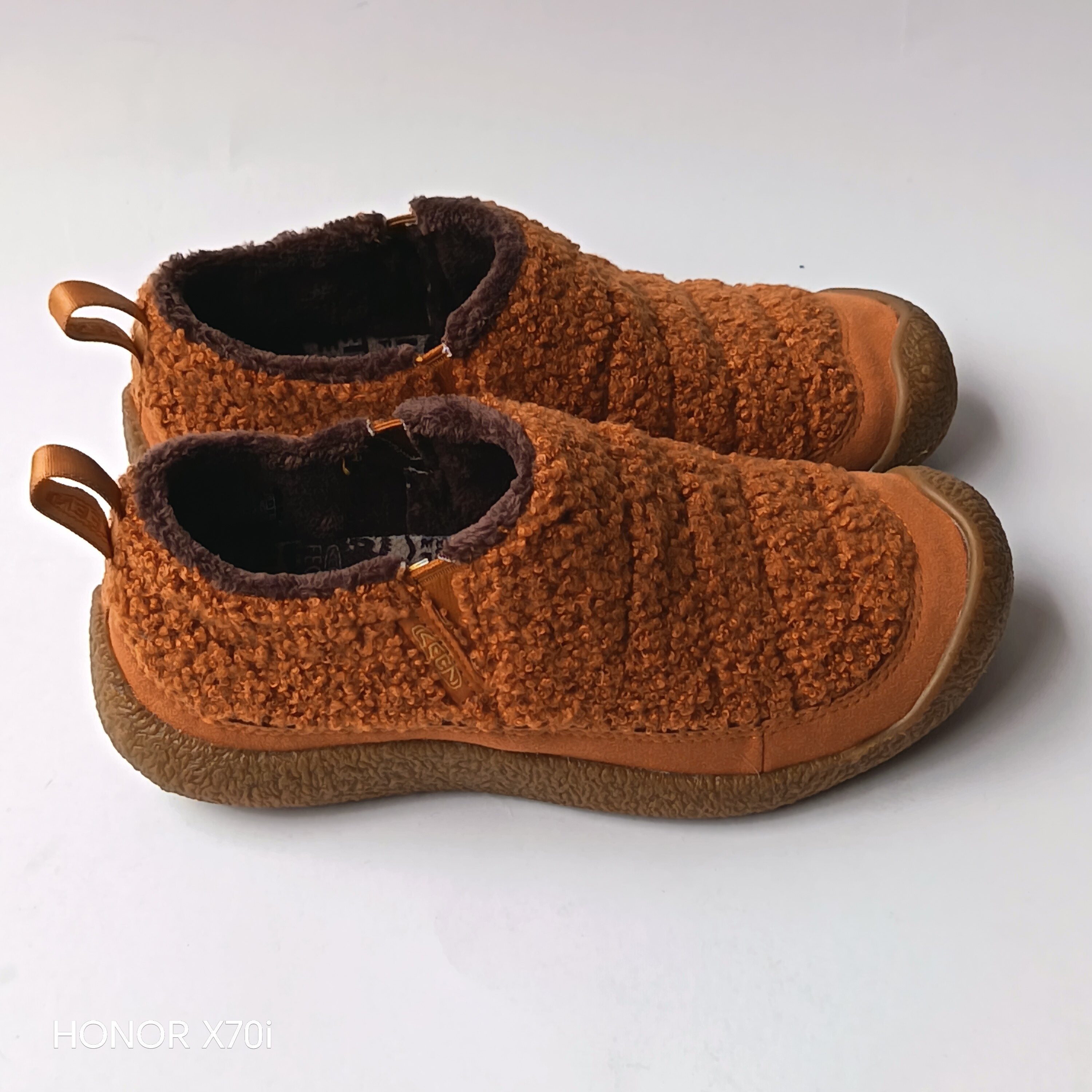 2025新款小羊蹄户外休闲女鞋橘色松紧带毛毛鞋舒适百搭秋冬保暖款