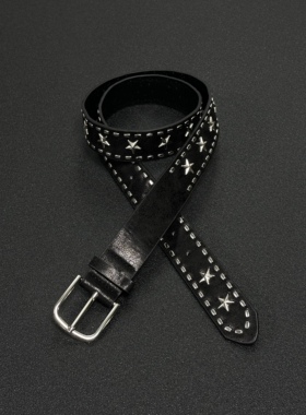 kzzy Vintage中古街头日常星星铆钉腰带小众百搭简约y2k皮带