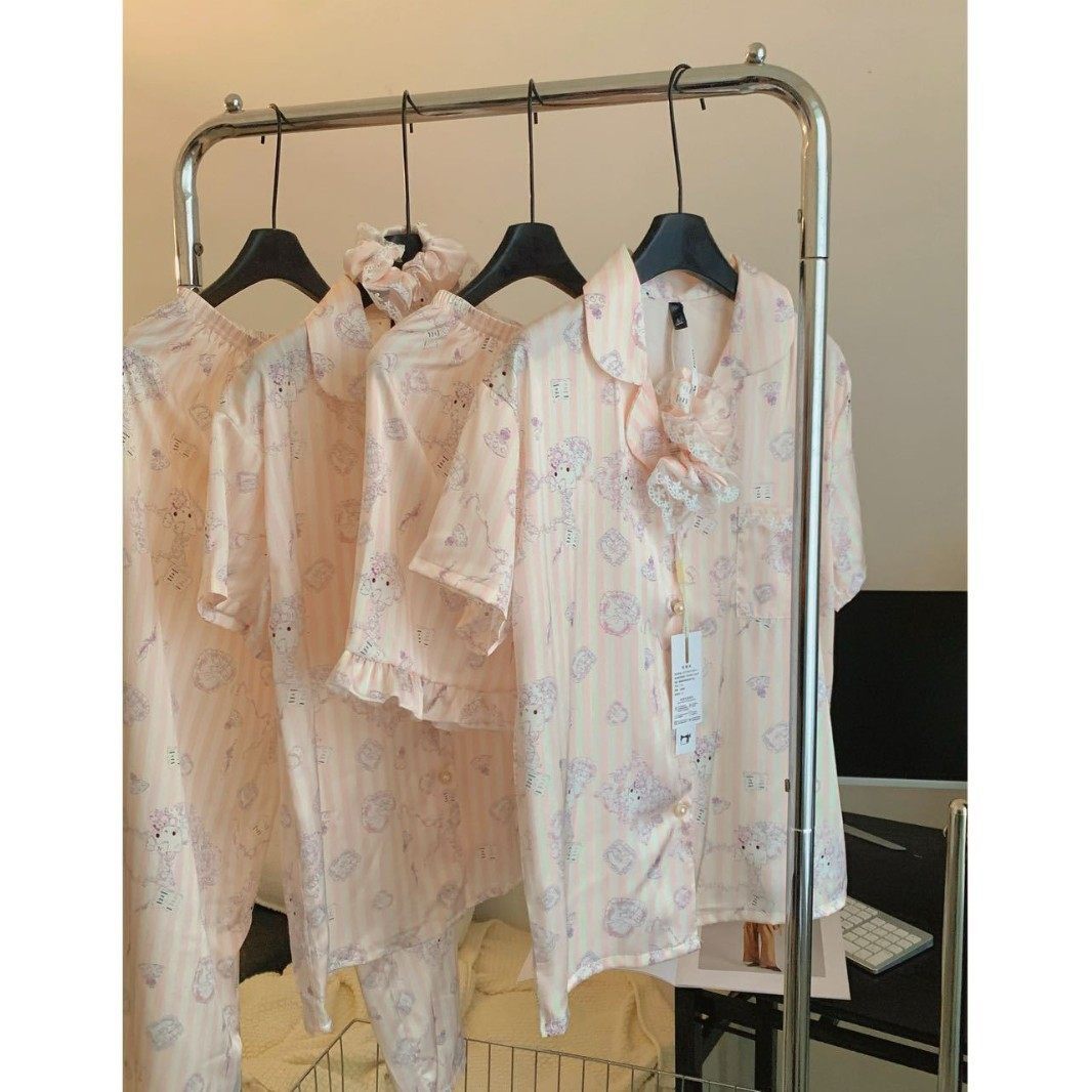 Hers甜美可爱少女冰丝睡衣女睡衣/家居服套装
