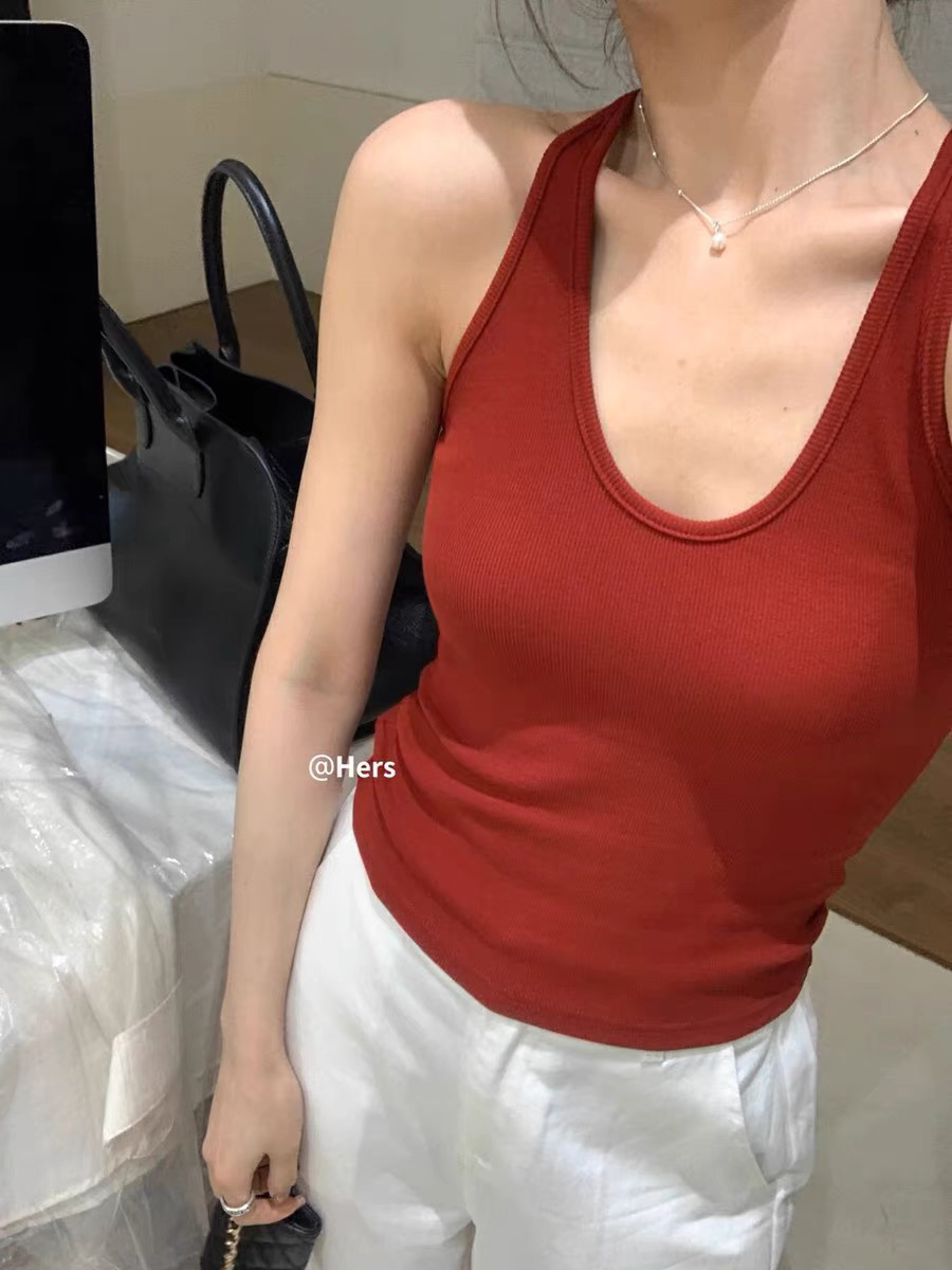Hers一勺甜韩系外穿的背心吊带简约慵懒风休闲百搭女上衣9458