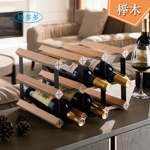 实木酒架摆件置物架高档欧式 现代创意简约轻奢红酒架子多瓶红酒架