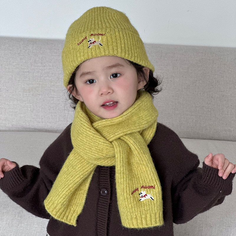 宝宝围巾套装帽子秋冬韩版刺绣