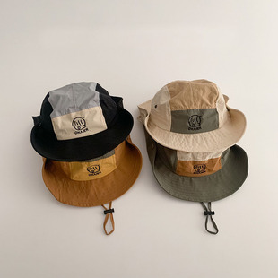 儿童户外防晒遮阳帽子春夏薄款男女宝宝大檐露营出游速干渔夫帽夏