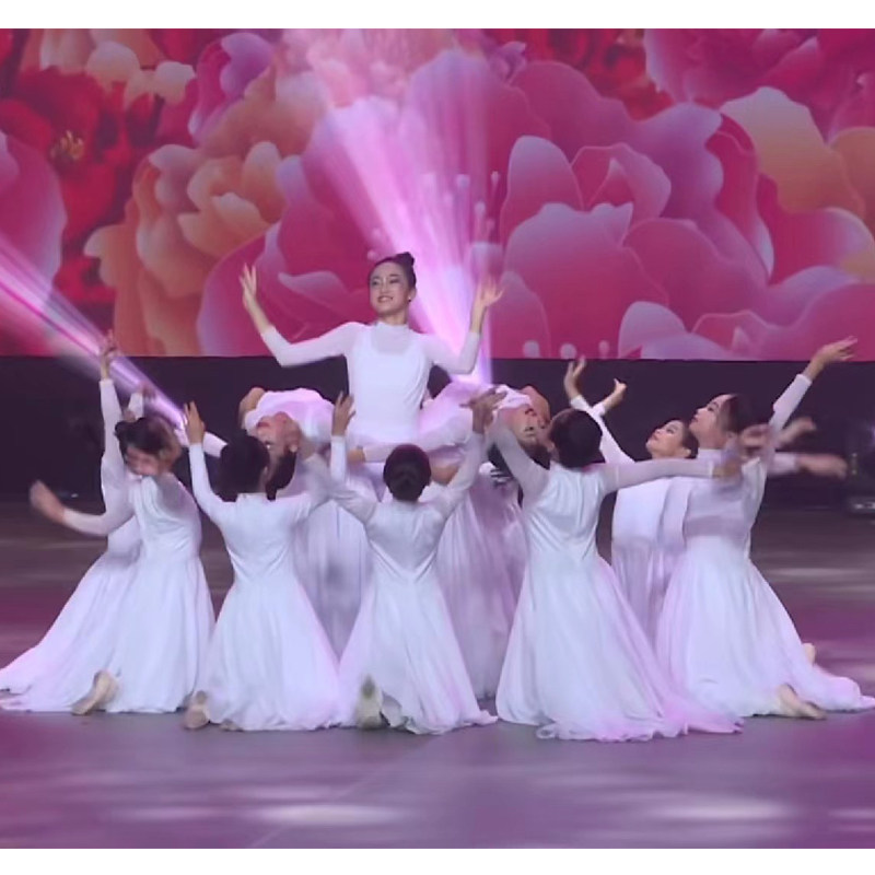一路生花古典舞开场飘逸大摆裙演出服离别得路口表演服大合唱礼服