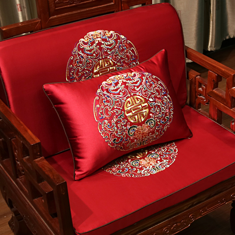 中式红木沙发坐垫古典实木家具坐垫带靠背海绵防滑加厚椅子坐垫套