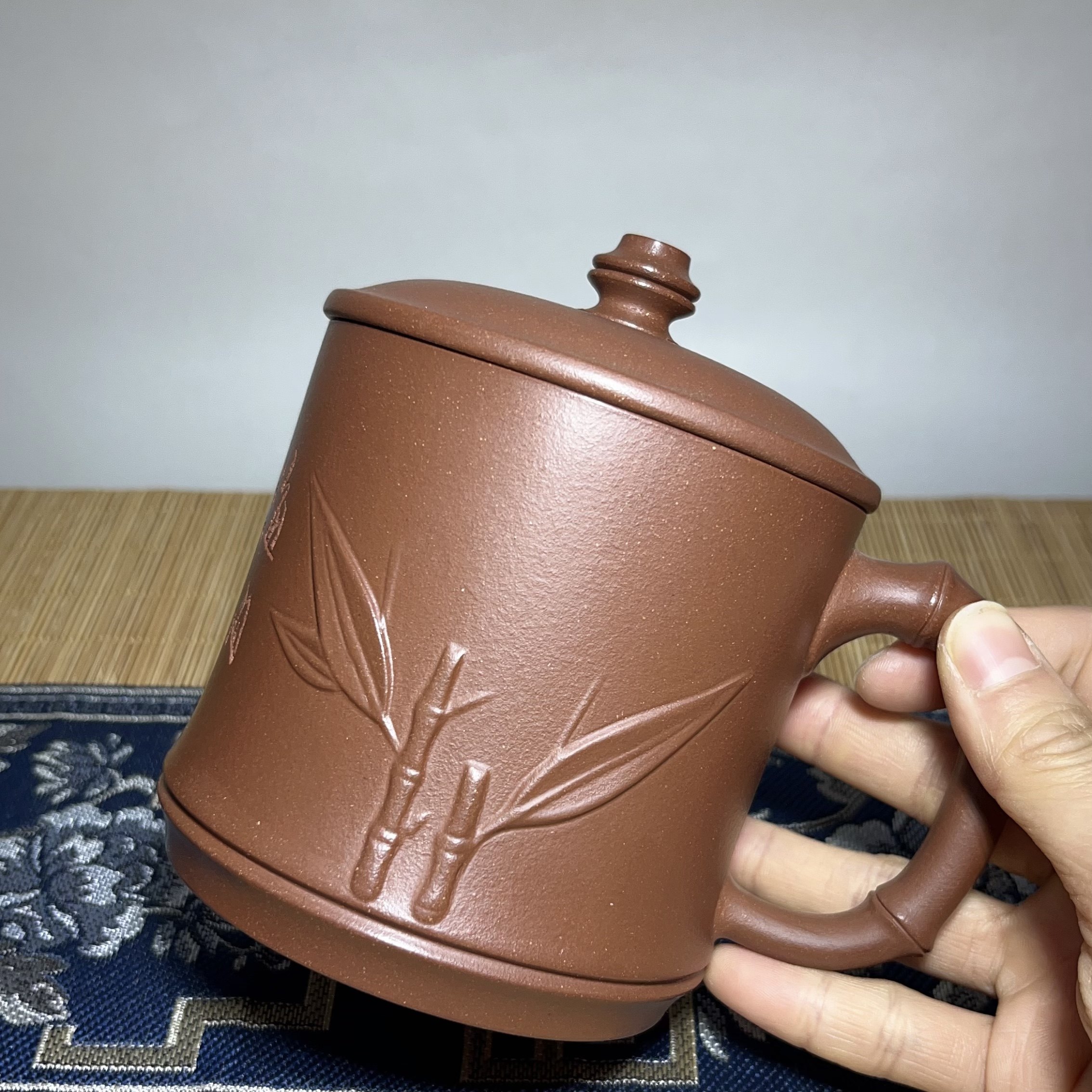 宜兴紫砂竹节盖杯 带盖带把杯 手工刻字 办公室大容量490毫升男女,餐饮具,茶杯,淘宝优惠券,粉丝福利购,淘宝优惠卷