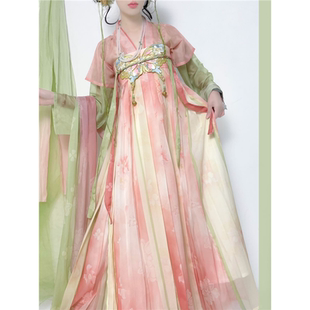 日常 唐制齐胸襦裙刺绣超仙春夏套装 花瑶赋原创汉服女 春不余