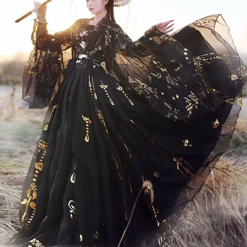 襦裙汉服正版云鹤齐腰汉服中国风烫金飘逸古风大袖衫夏女汉服女遮