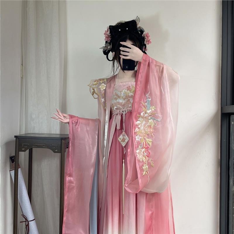 烟雨竹楼汉服原创新款诃子唐制大袖超仙日常齐胸全套刺绣重工春夏
