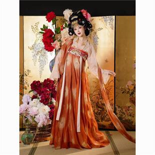 原创复原新款唐褙一片汉服唐制齐胸日常破裙刺绣印花春夏仙气套装