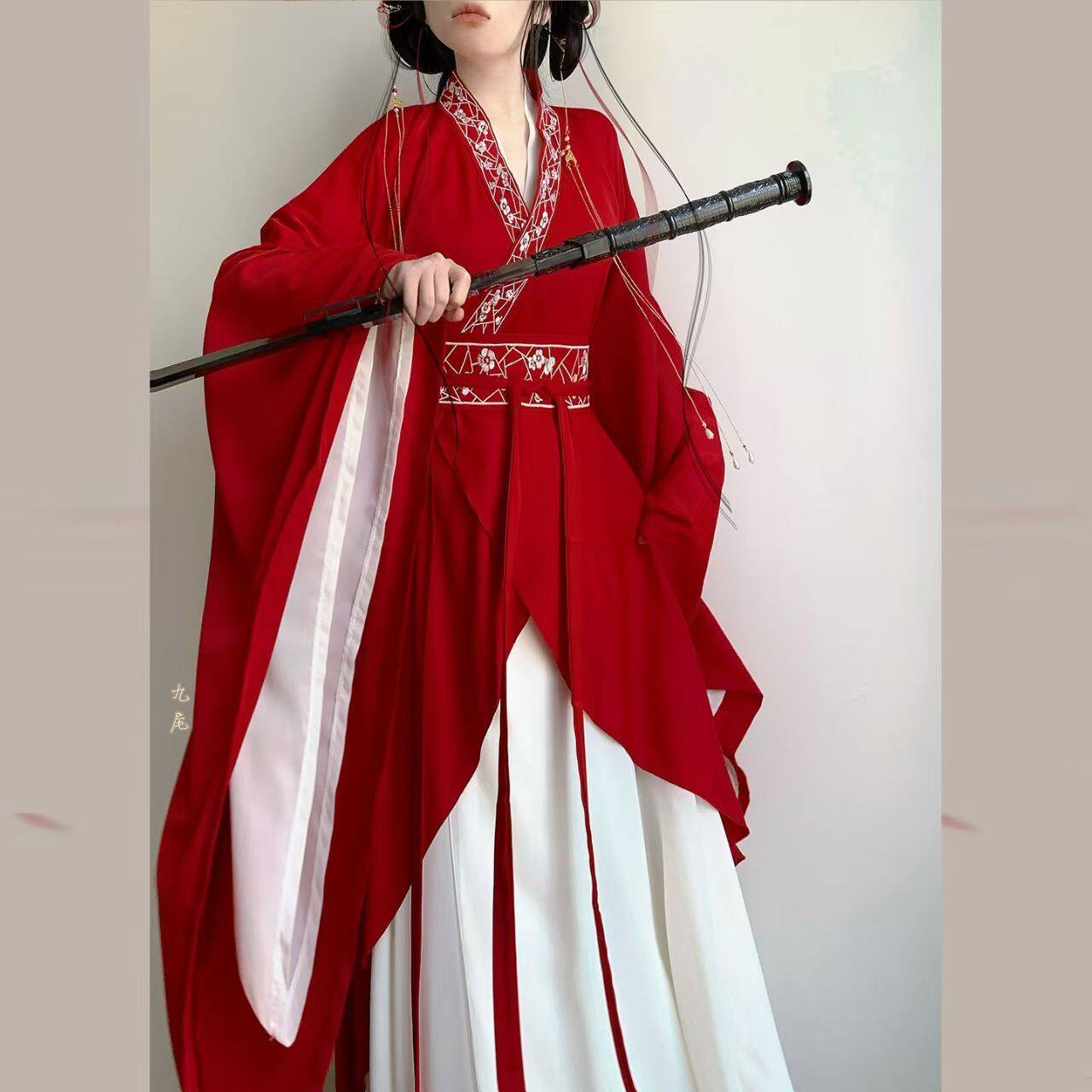 汉服原创魏晋南北朝绣花大袖交领异形围裳破裙古装汉服古典舞蹈服