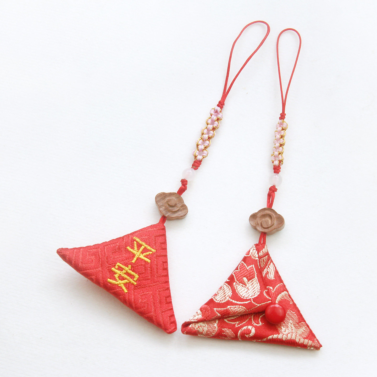 免缝钮扣三角形福袋空袋子香包手机链平安护身符袋手机挂件钥匙扣