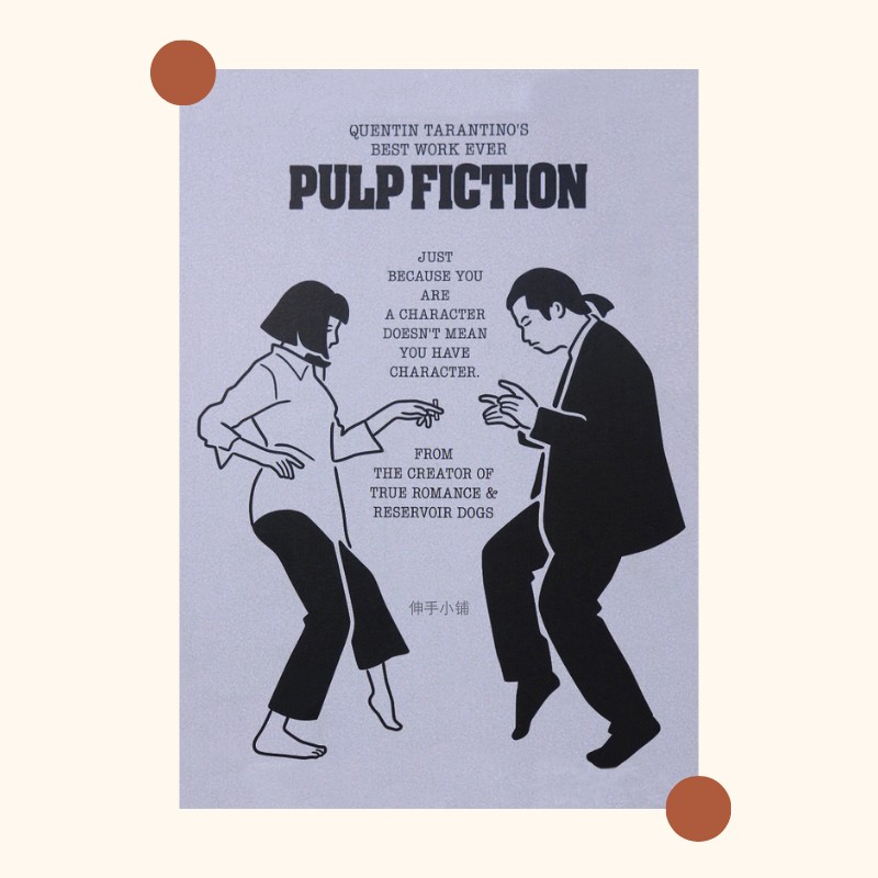 低俗小说海报Pulp Fiction电影卡片墙贴纸画卧室宿舍装饰背景墙画-封面