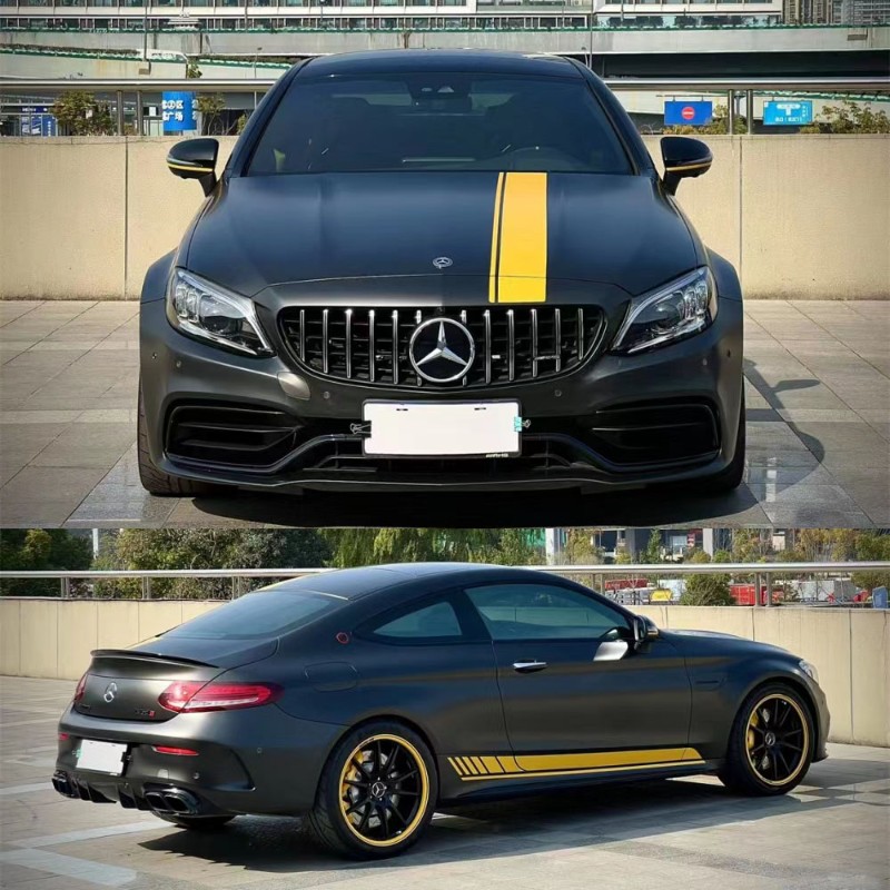 适用于奔驰AMG C63车贴拉花W204 507下裙贴车身拉花侧裙个性车贴