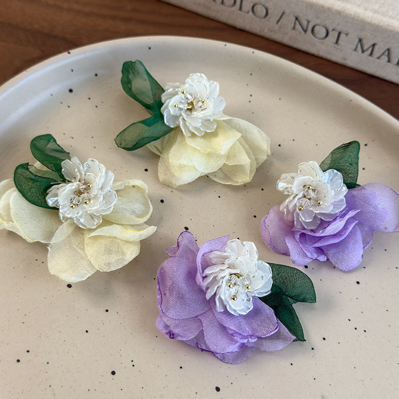 春夏小清新拍照耳饰手工彩色网纱花朵耳钉度假风氛围感搭配耳夹,饰品/流行首饰/时尚饰品新,耳环,淘宝优惠券,粉丝福利购,淘宝优惠卷