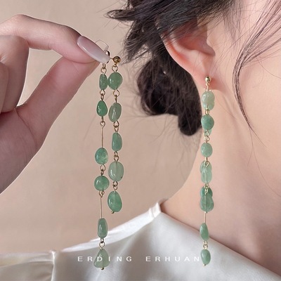 古风女东陵玉森系长款旗袍耳饰