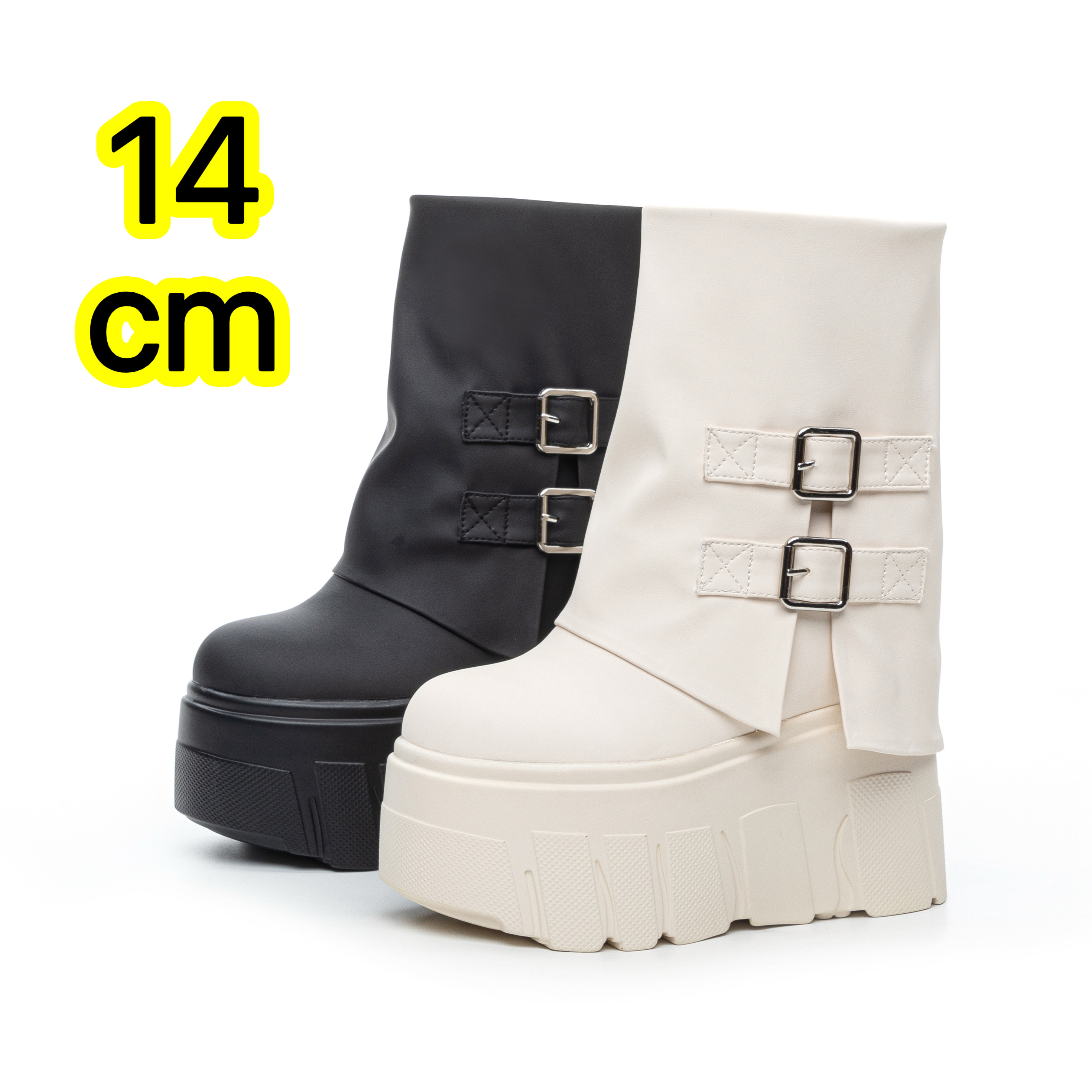 14cm内增高女鞋超高跟厚底裤管靴小个子马丁靴高帮休闲高跟鞋松糕