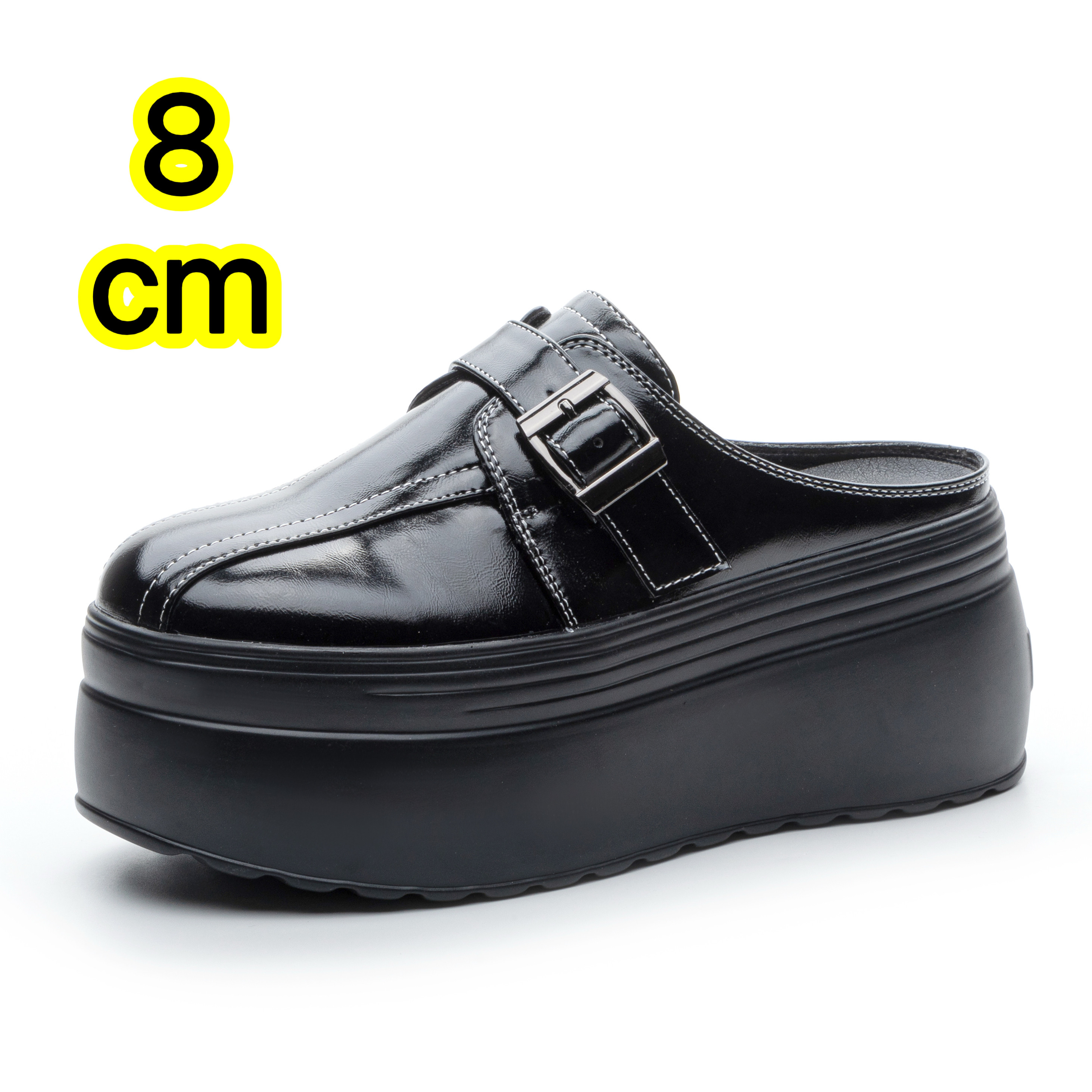 8cm厚底内增高乐福鞋女2026新小个子松糕鞋休闲百搭包头半拖单鞋