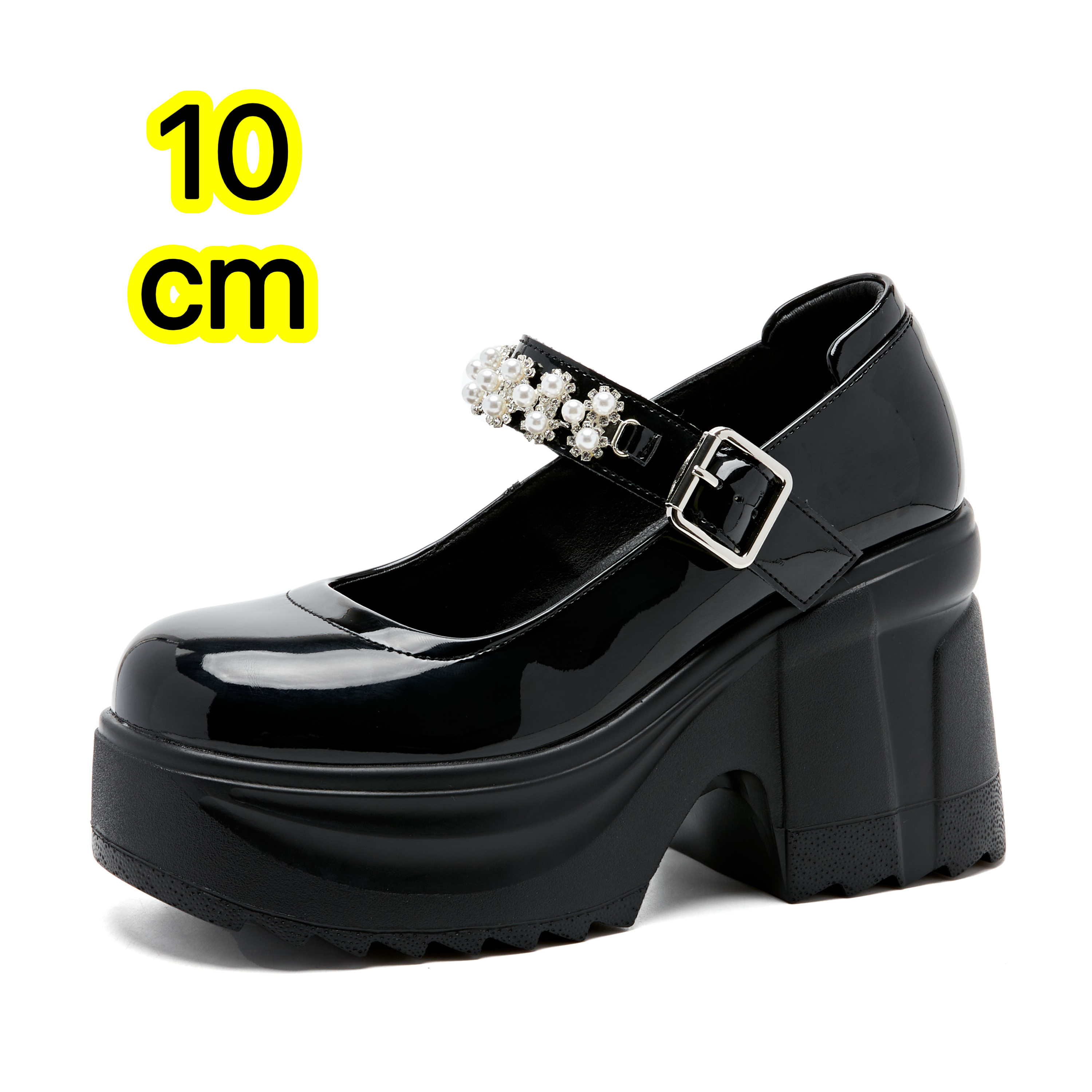 10cm厚底增高小皮鞋玛丽珍鞋松糕