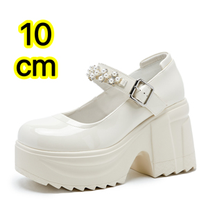 10cm高跟鞋婚鞋女主婚纱神器厚底珍珠松糕鞋玛丽珍增高婚礼新娘鞋