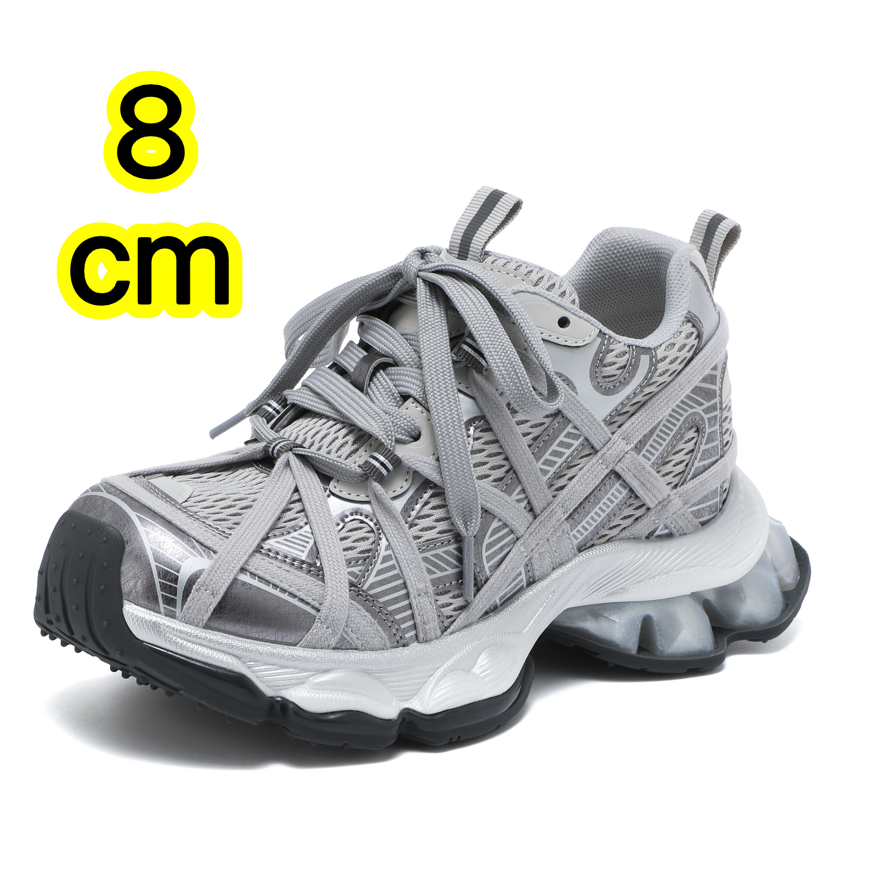 8cm厚底老爹鞋女2026新款小个子增高休闲运动鞋百搭松糕鞋显脚小