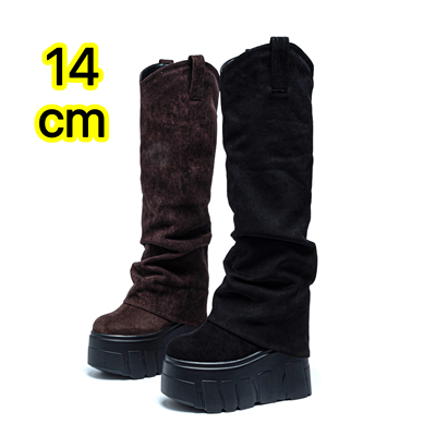 14cm增高厚底瘦瘦靴堆堆靴内增高