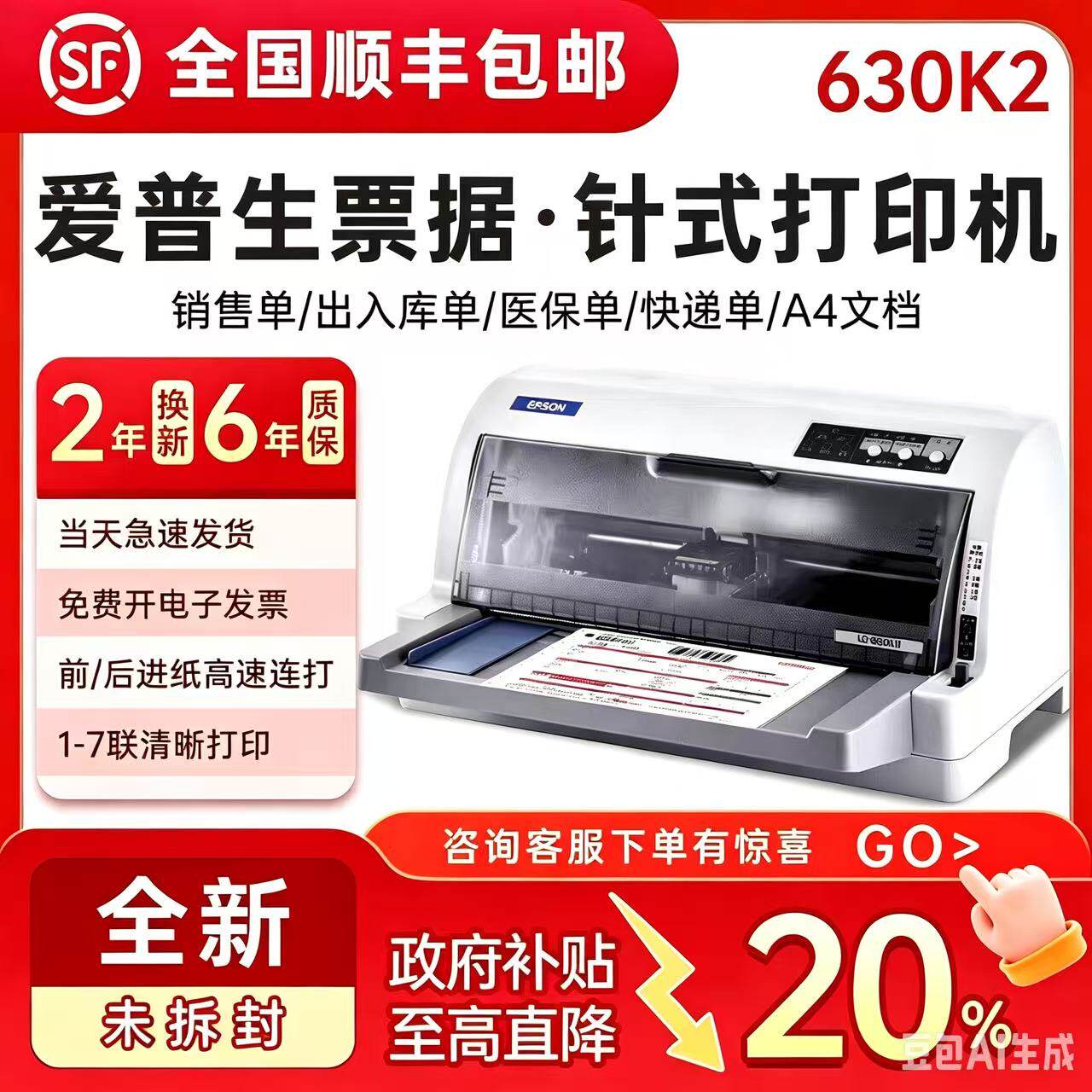 全新爱普生630K615K730K735KII税控发票出库销售单针式票据打印机