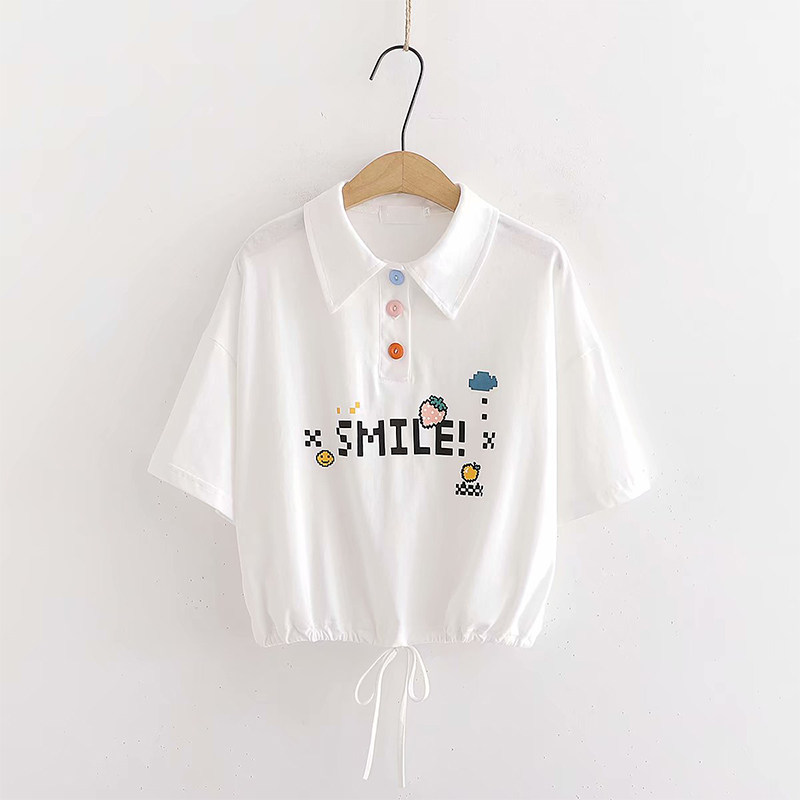 日系学院风少女可爱polo衫