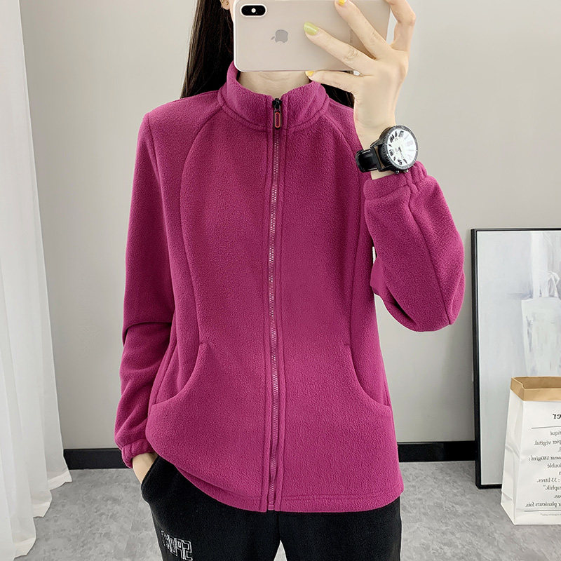 春秋冬户外抓绒衣女式立领开衫卫衣冲锋衣摇粒绒内胆保暖外套上衣