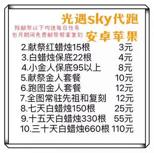 sky光遇二重奏季代肝全图白蜡烛献祭光翼纯手工金人安卓苹果先祖