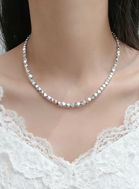 韩国博主同款碎银子珍珠流苏项链