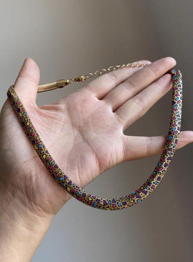 欧美风豹纹蛇纹印花蛇骨项链颈链