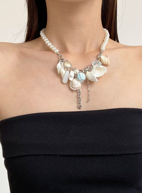 度假风多元素海螺贝壳珍珠项链女