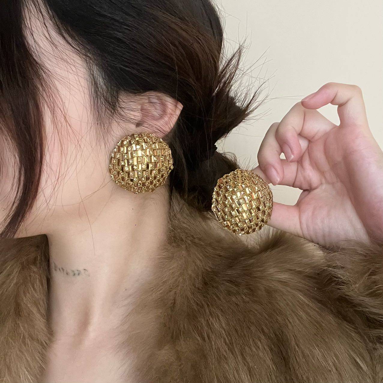 欧美复古夸张超闪满钻圆形耳环女轻奢高级感气质半球圆球耳钉耳饰,饰品/流行首饰/时尚饰品新,耳环,淘宝优惠券,粉丝福利购,淘宝优惠卷