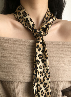 豹纹丝巾围巾薄款项链围脖腰饰品