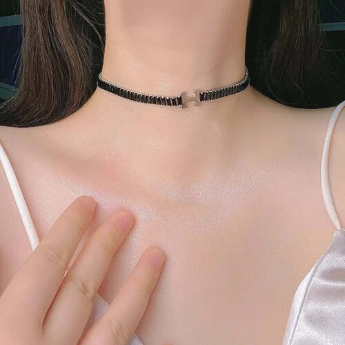 欧美暗黑风轻奢高档H字母项链女