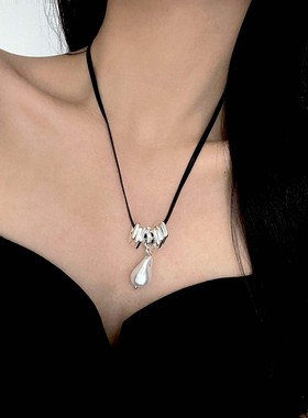 巴洛克复古黑皮绳异形珍珠项链女