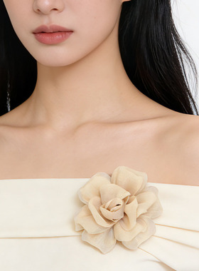 韩系超仙丝质花朵立体胸针胸花女
