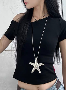 长款海星吊坠项链设计感毛衣链女